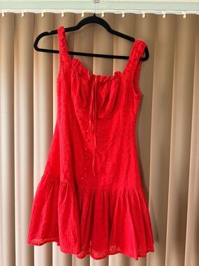 Red Sleeveless Ruffled Sundress